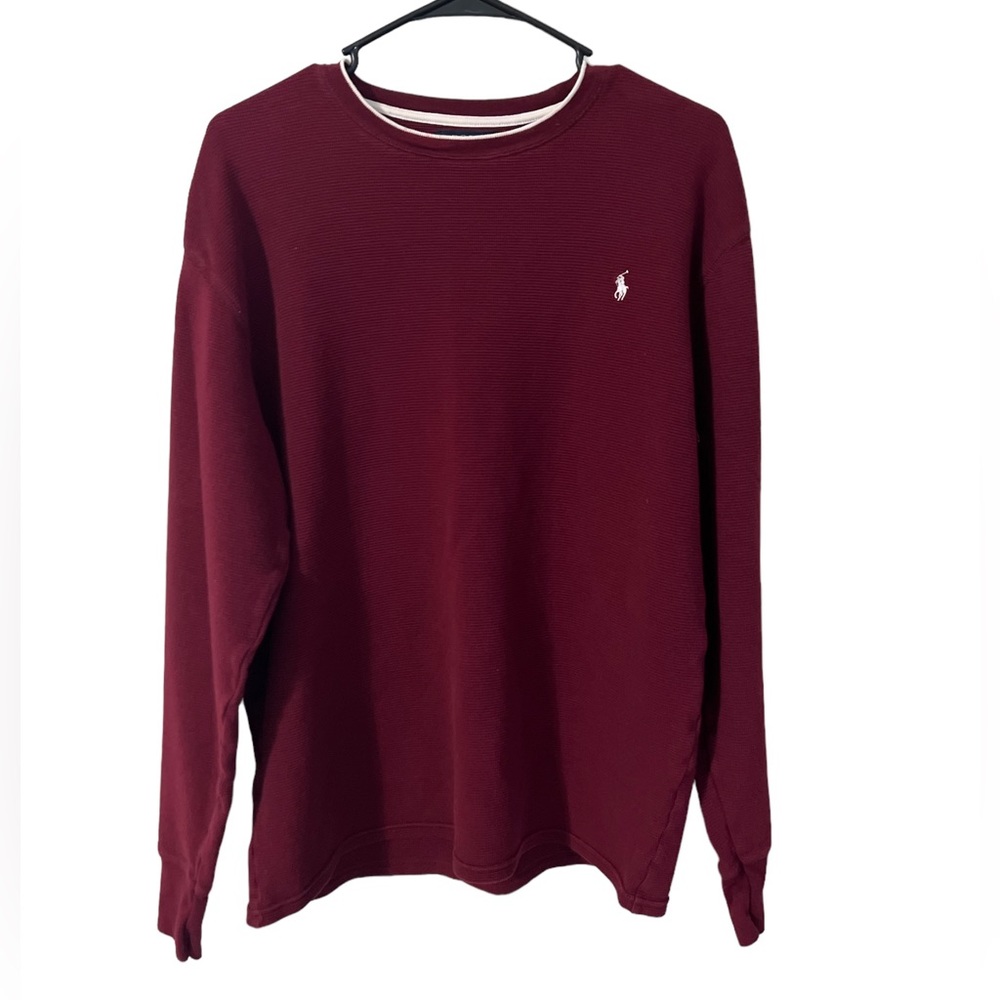 Polo Ralph Lauren Thermal Long Sleeve Burgundy/White Collar